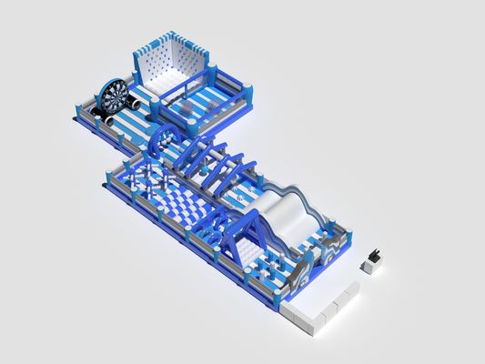 PVC 상업용 부풀이 장애물 코스 블루와 화이트 맞춤형