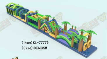 다색 열대 팽창식 장애물 코스 어드벤처 정글 길