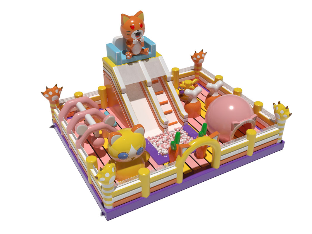 반짝이는 점프 펌플 캐슬 핑크 노란색