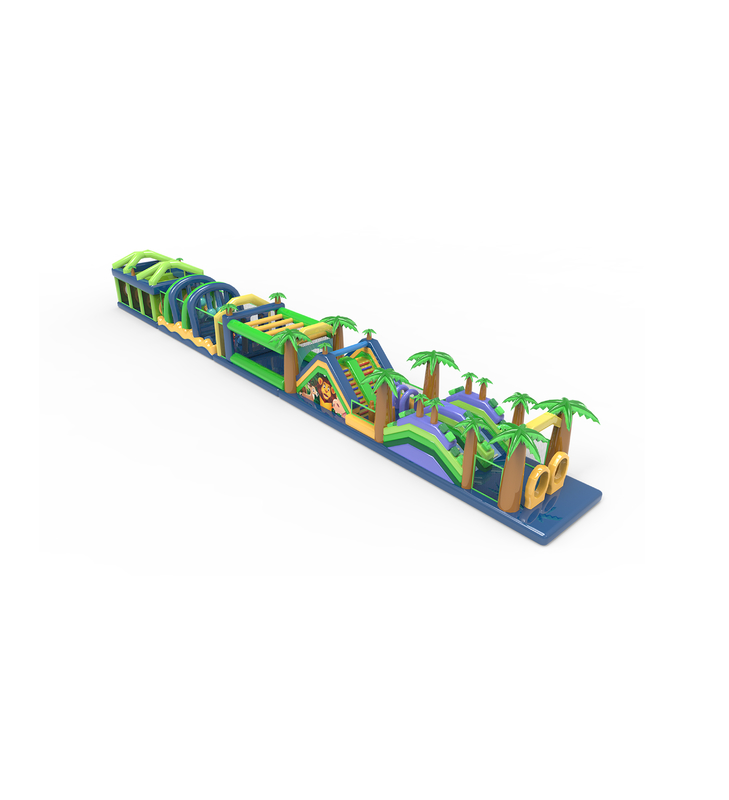 다색 열대 팽창식 장애물 코스 어드벤처 정글 길